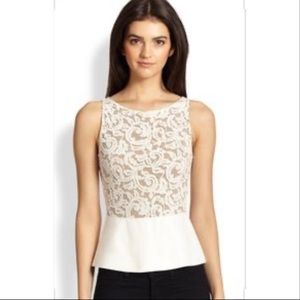 Bailey 44 Women's White Lace Combo Peplum Top